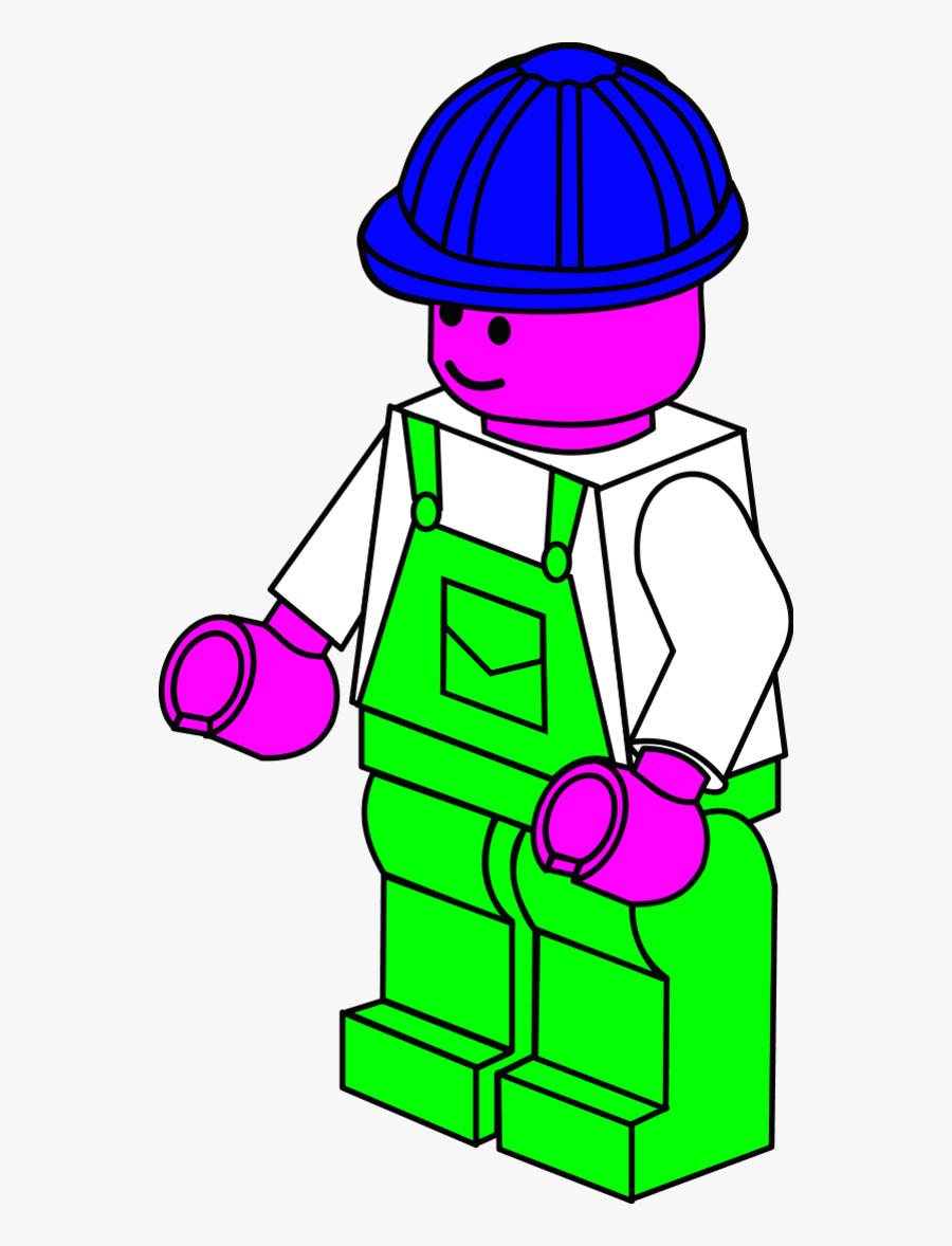 Lego Town Worker - Lego Builder Coloring Pages, Transparent Clipart