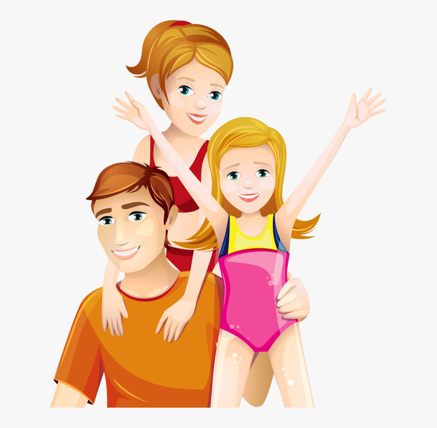 3 Members Family Drawing, Transparent Clipart