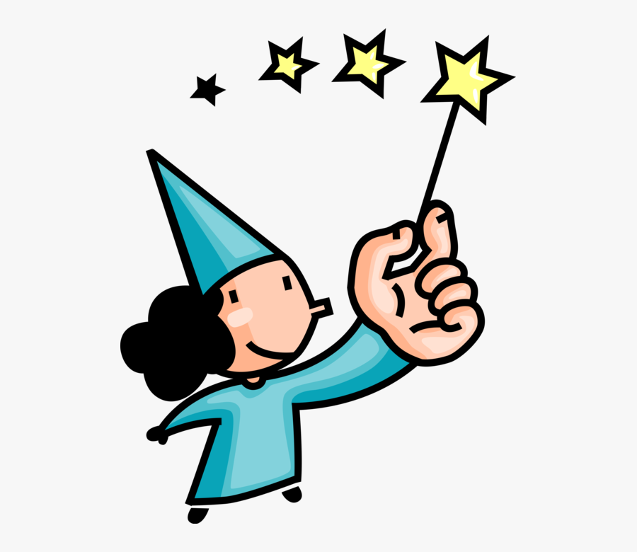 Vector Illustration Of Sorcerer Sorceress Wizard Magician - Fairy Wizard Wand Clip Art, Transparent Clipart