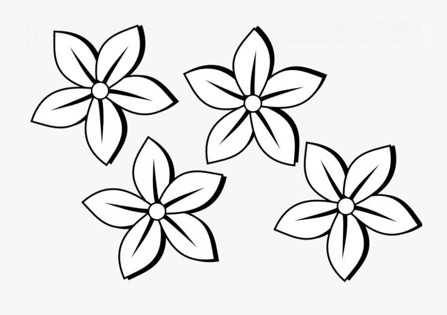 Flowers With Markers Drawing At Getdrawings - 4 Flowers Clipart Black And White, Transparent Clipart