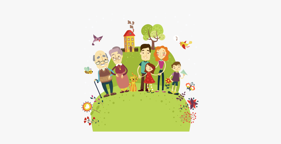 Happy Family House And Animals Vector And Transparent - Illustration, Transparent Clipart