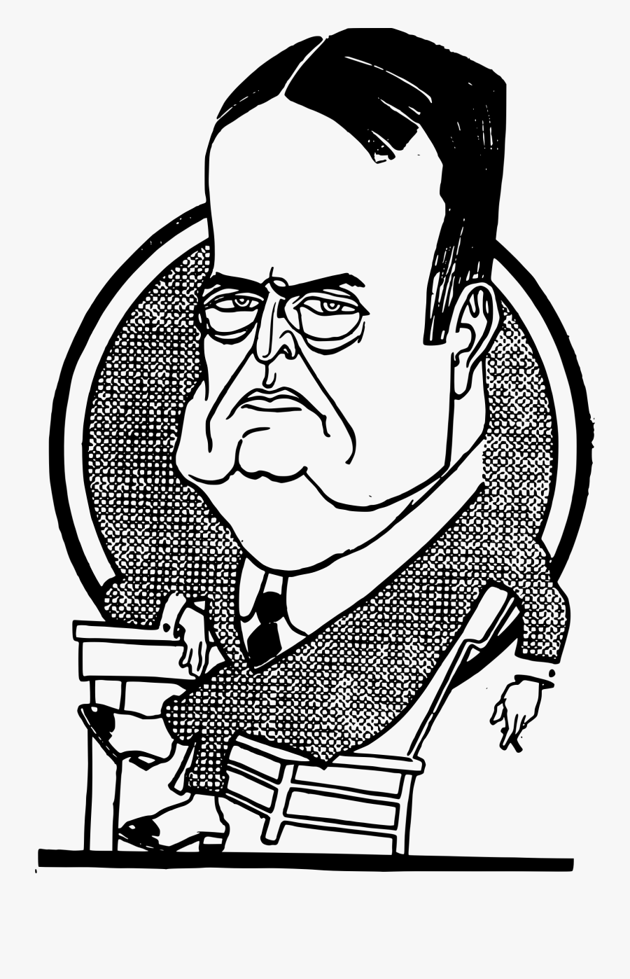 Clipart Fat Man At A Desk - Fat Politician Cartoon Sitting, Transparent Clipart