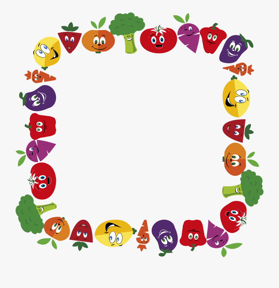 Transparent Frame Clip Art - Fruits And Vegetables Border, Transparent Clipart