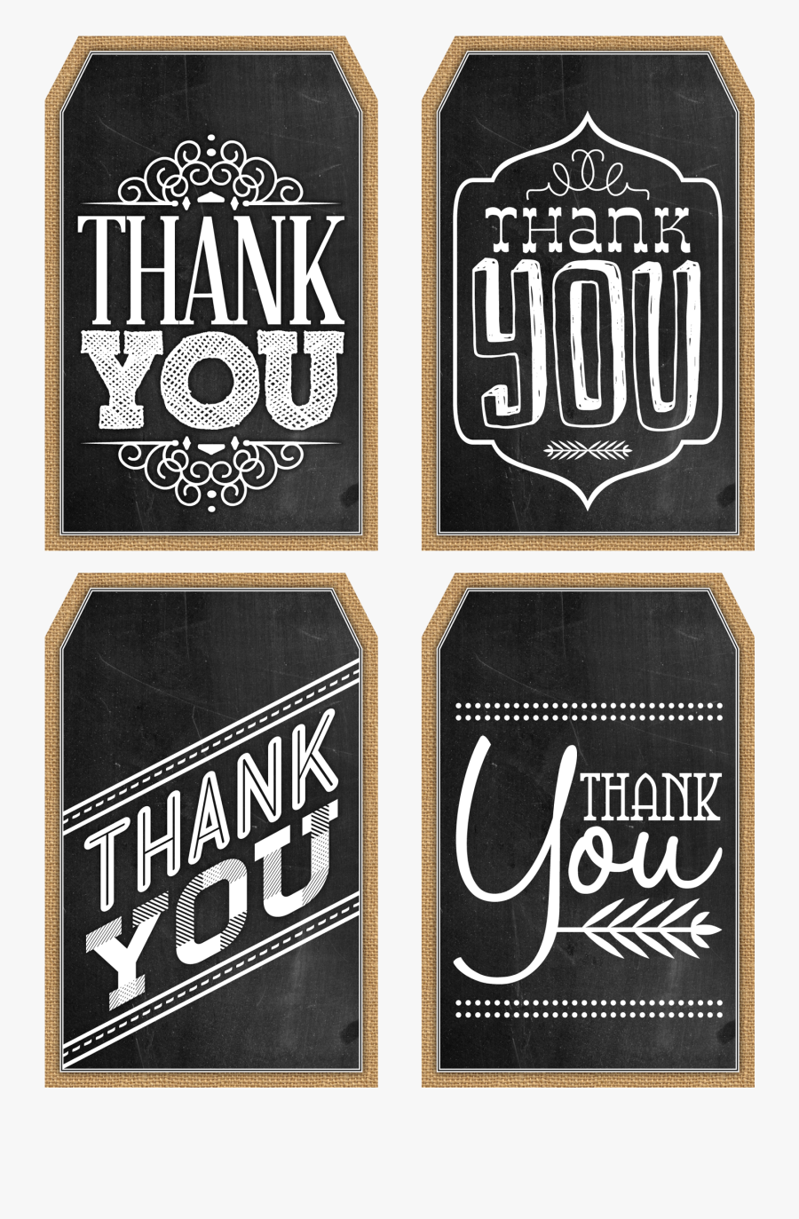 Chalkboard Thank You Tags Printable, Transparent Clipart