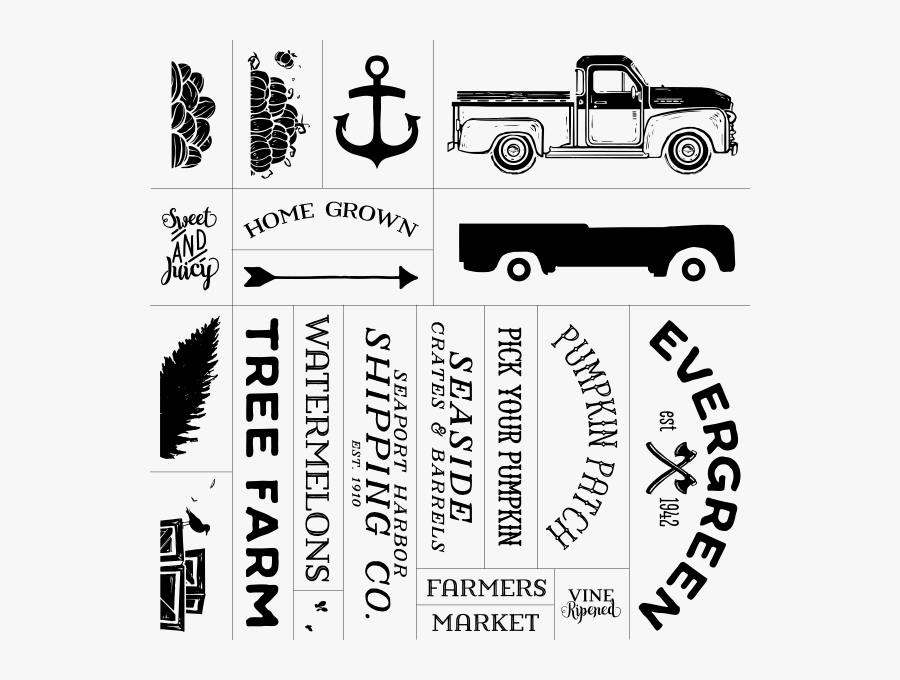 Vintage Truck Silkscreen Transfer Stencil Chalk Couture - Chalk Couture Vintage Truck Transfer, Transparent Clipart