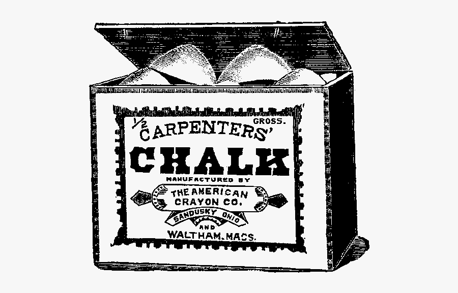 Vintage Products Illustration - Box Of Chalks Black And White, Transparent Clipart