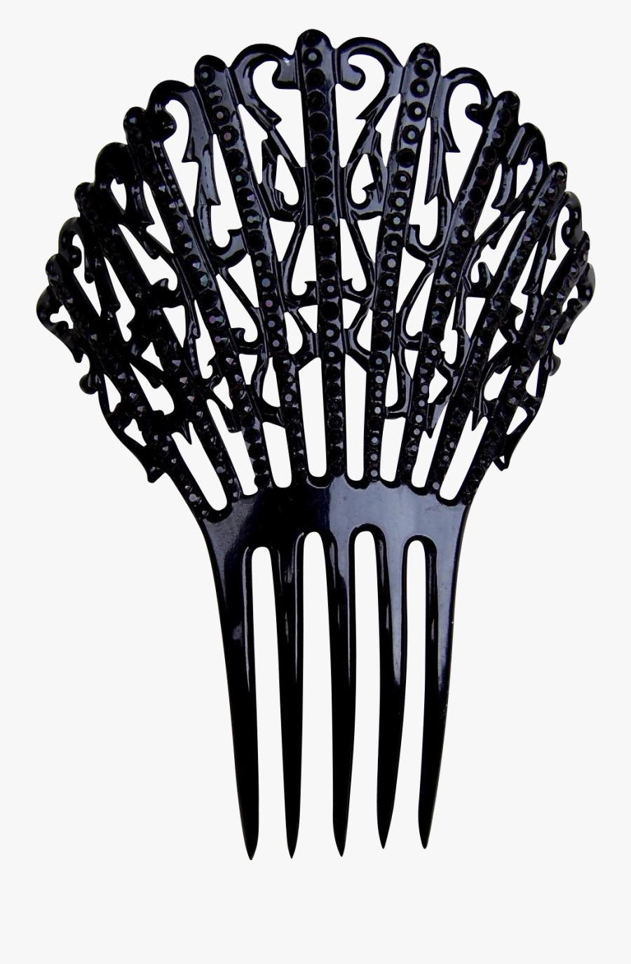 Victorian Mourning Hair Comb Black Celluloid French - Illustration, Transparent Clipart