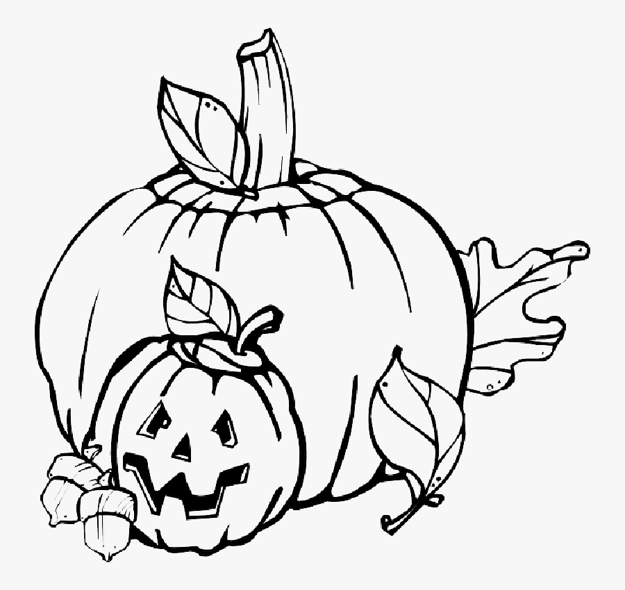 Fall, Pumpkin, Outline, Drawing, Jack, Leaf - Fall Clipart Black And White, Transparent Clipart