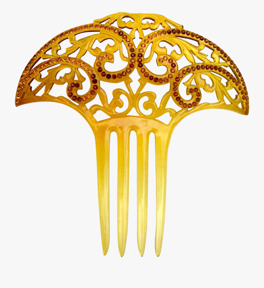 Art Deco Hair Comb Amber Celluloid Spanish Style Hair - Health & Beauty, Transparent Clipart