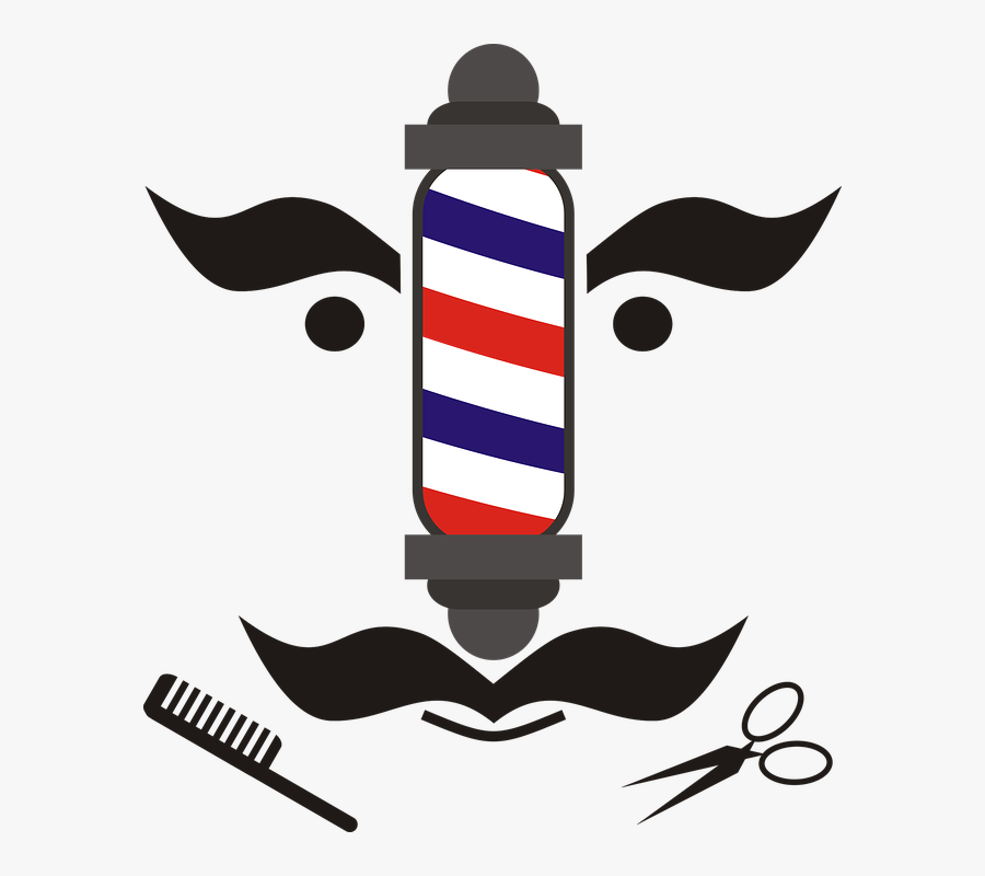 Barber Moustache Scissors Comb Barber Shop - Barber Shop Png, Transparent Clipart