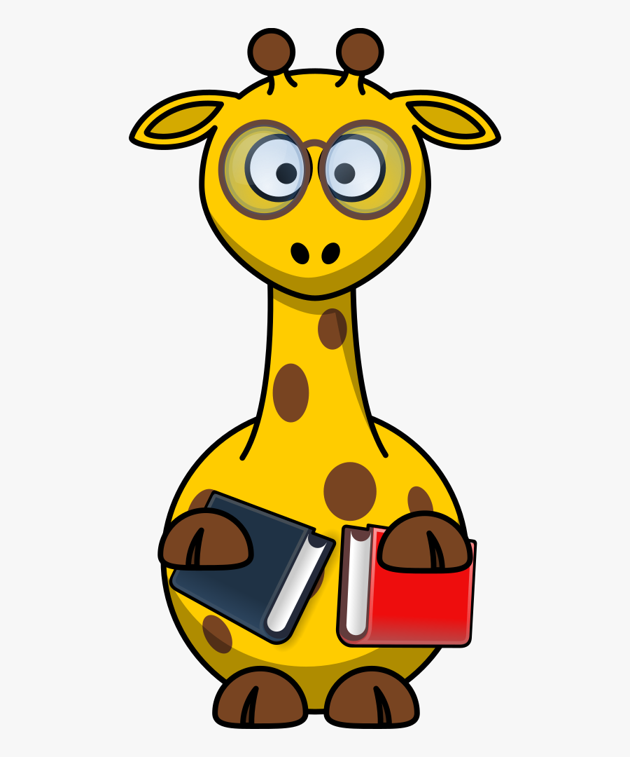 Giraffe Bookworm - Cartoon Giraffe Clipart, Transparent Clipart