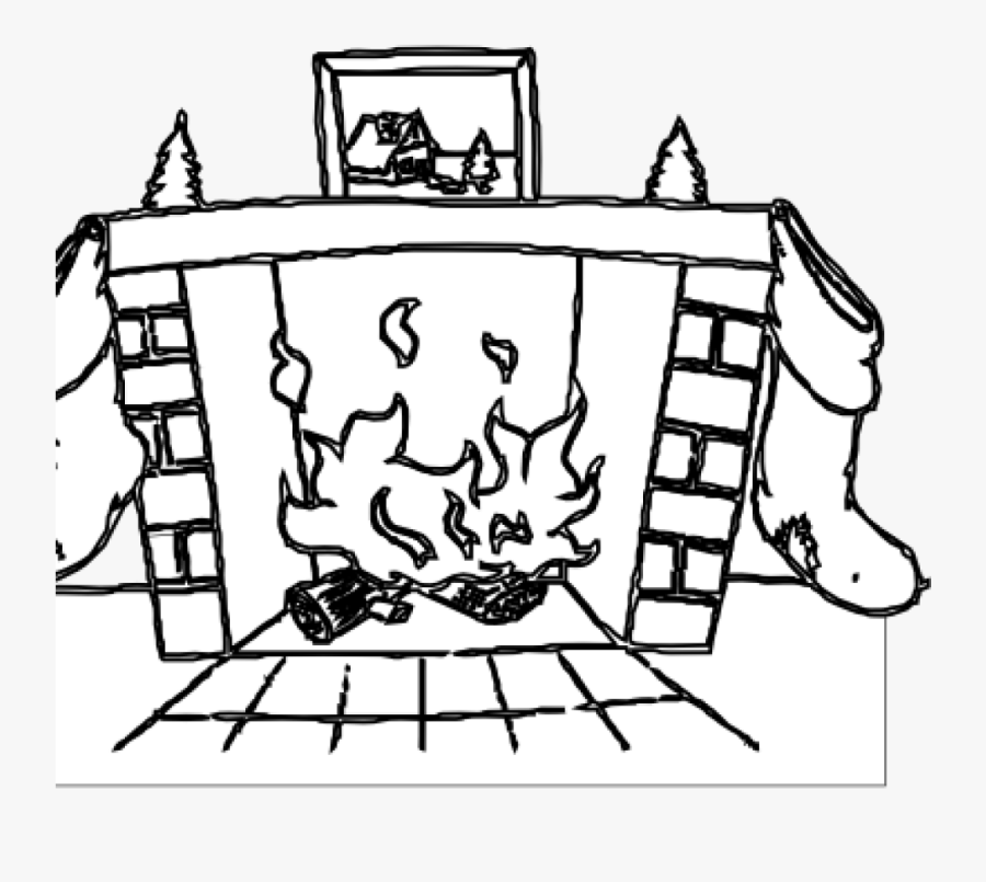 Transparent Fire Clipart - Black And White Fireplace Clipart Png, Transparent Clipart