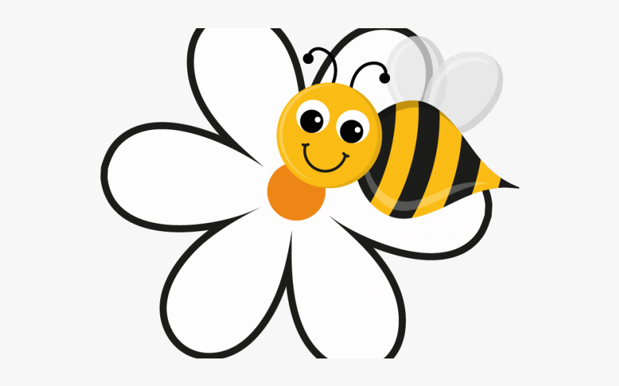 Cartoon Bee On Flower, Transparent Clipart