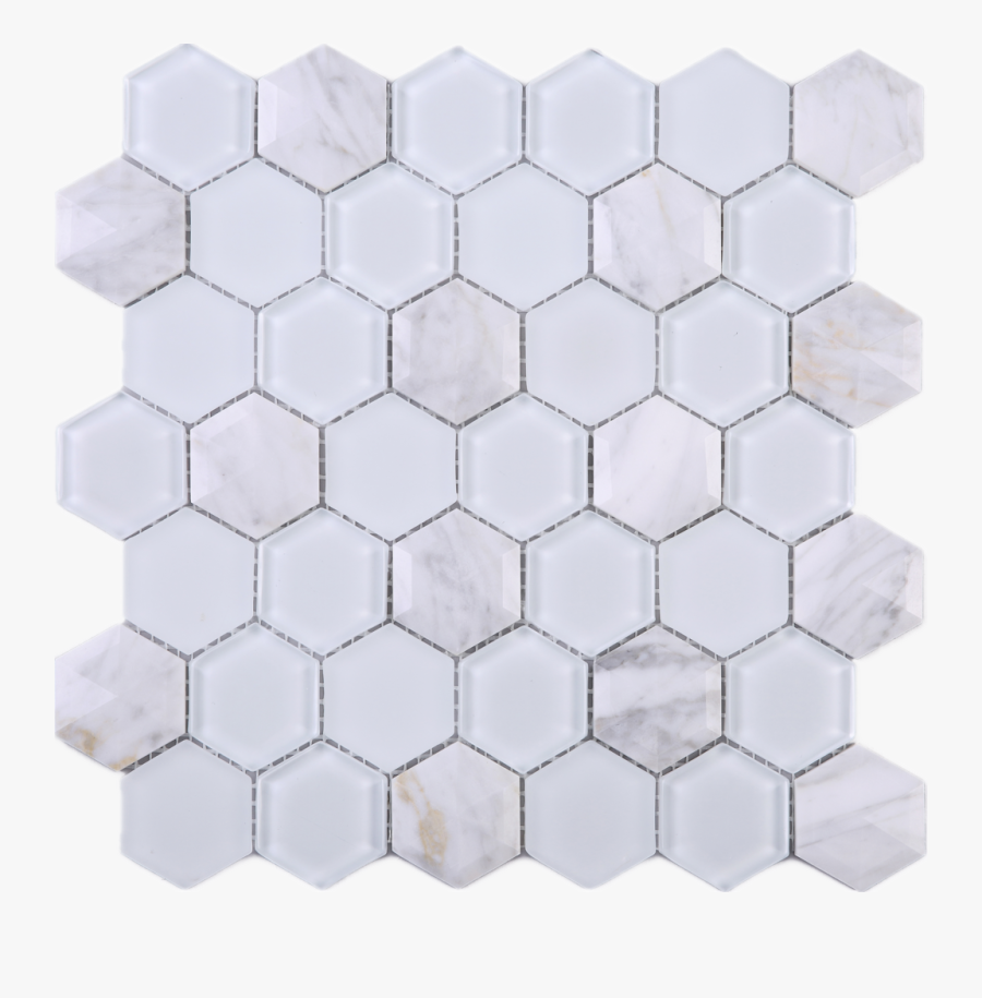 Clip Art 3d Tile Flooring - Hexagon Glass And Marble Mosaic Tile, Transparent Clipart