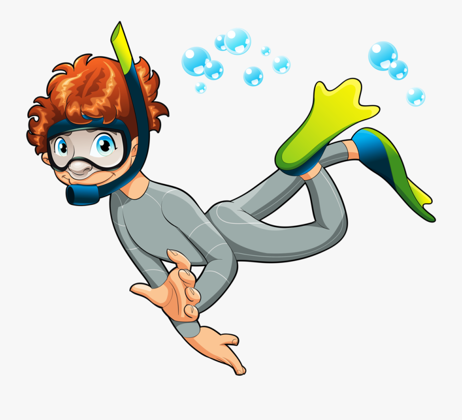 Boy Scuba Diver Cartoon Clipart , Png Download - มนุษย์กบ การ์ตูน, Transparent Clipart