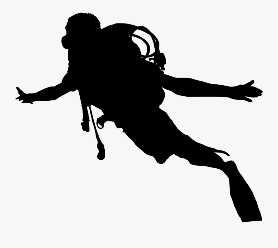 Scuba Diving Underwater Diving Clip Art - Scuba Diver Silhouette Png, Transparent Clipart