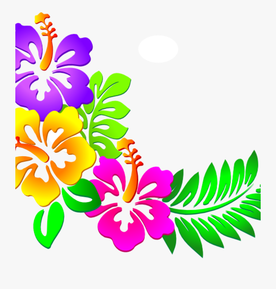 Hawaiian Flower Clipart Hawaiian Flower Clip Art Tropical - Butterfly Corner Border Designs, Transparent Clipart