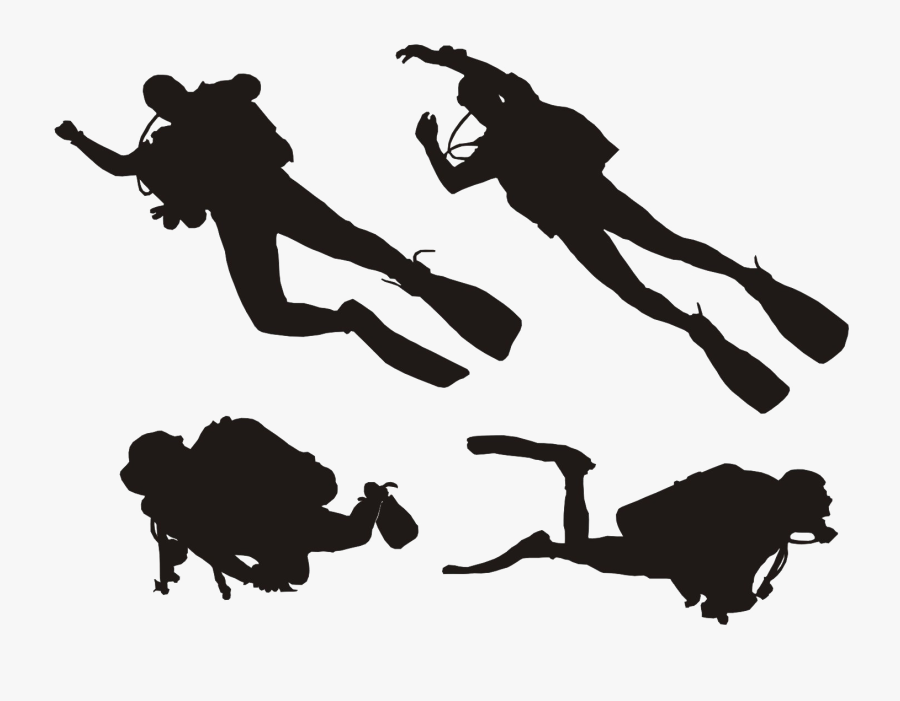 Diver Silhouette Transparent Image - Scuba Diver Divers Silhouette, Transparent Clipart