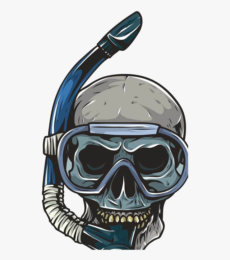 Underwater Skeleton Skull Mask Diver Diving Scuba Clipart - Skull With Diving Mask, Transparent Clipart