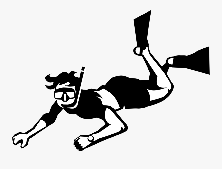 Vector Illustration Of Scuba Diver With Snorkel And - Scuba Diver Vector Png, Transparent Clipart