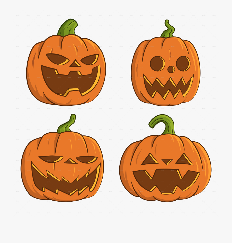 Jackolantern Clipart Items - Cartoon Halloween Pumpkins, Transparent Clipart