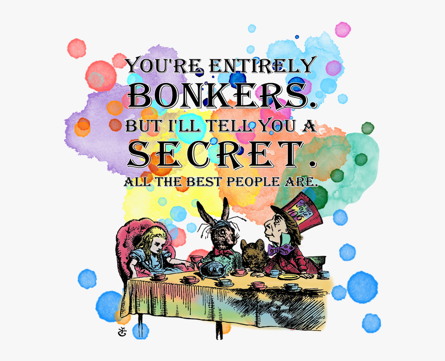Tea Party Bonkers Quote Window Curtains By - Water Color Alice In Wonderland, Transparent Clipart