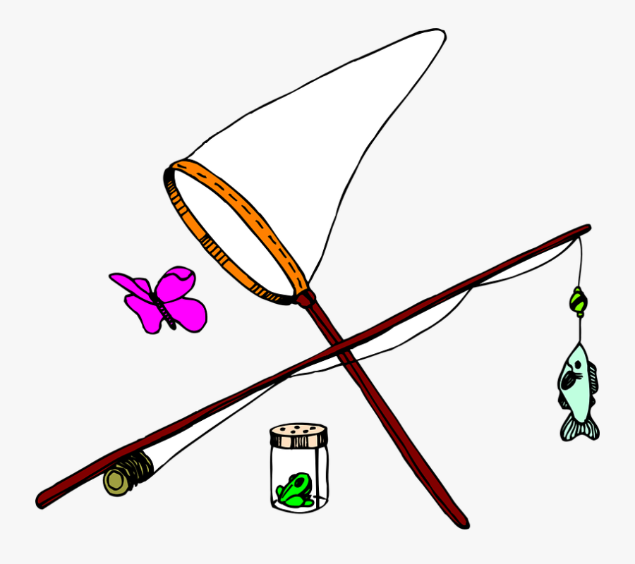 Butterfly Fish Net Insect Fishing Jar Pole - Butterfly Fishing, Transparent Clipart