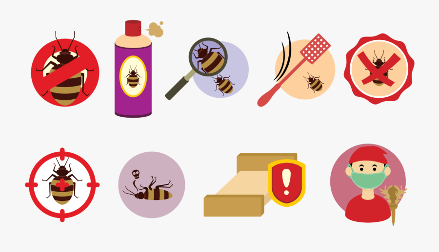 Bed Bug Control Icons, Transparent Clipart