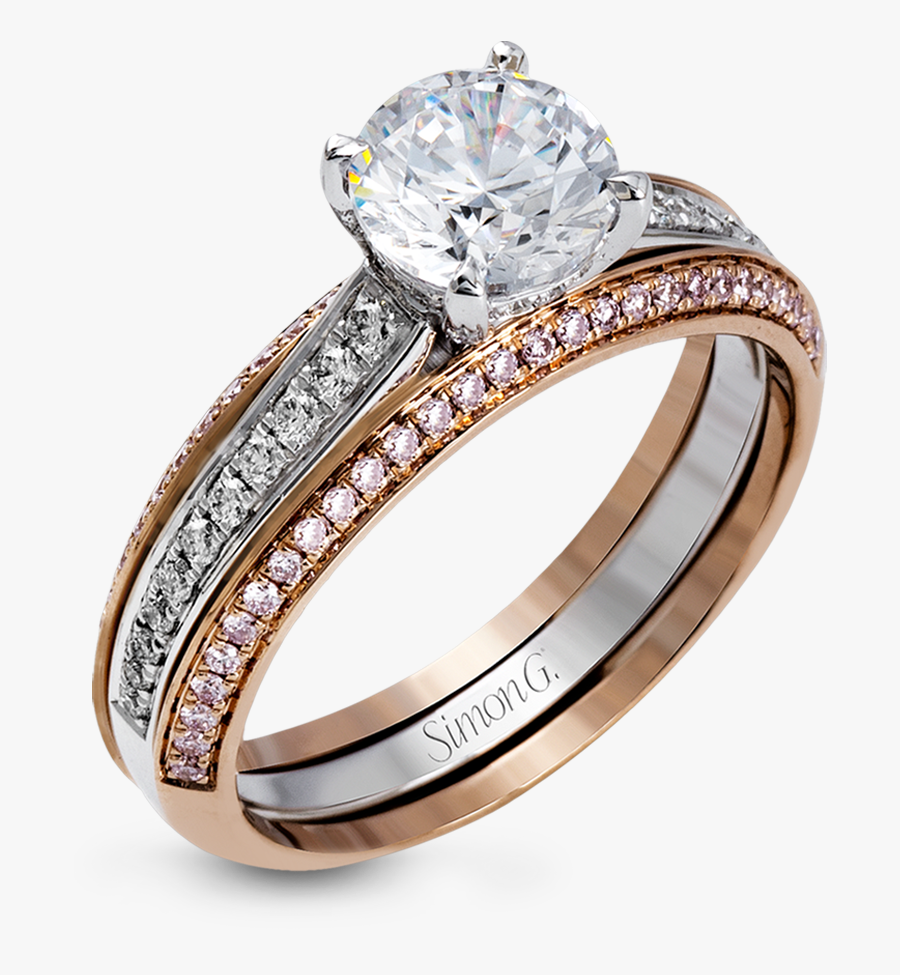 Interlocking Wedding Band And Engagement Ring New Designer - Rose And White Gold Bridal Set, Transparent Clipart
