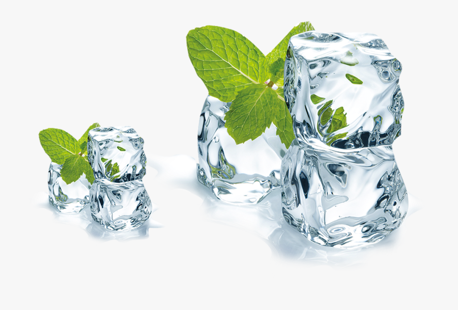 Cube Menthol Spicata Ice Juice Mentha Mint Clipart - Ice Cube With Mint Leaf, Transparent Clipart