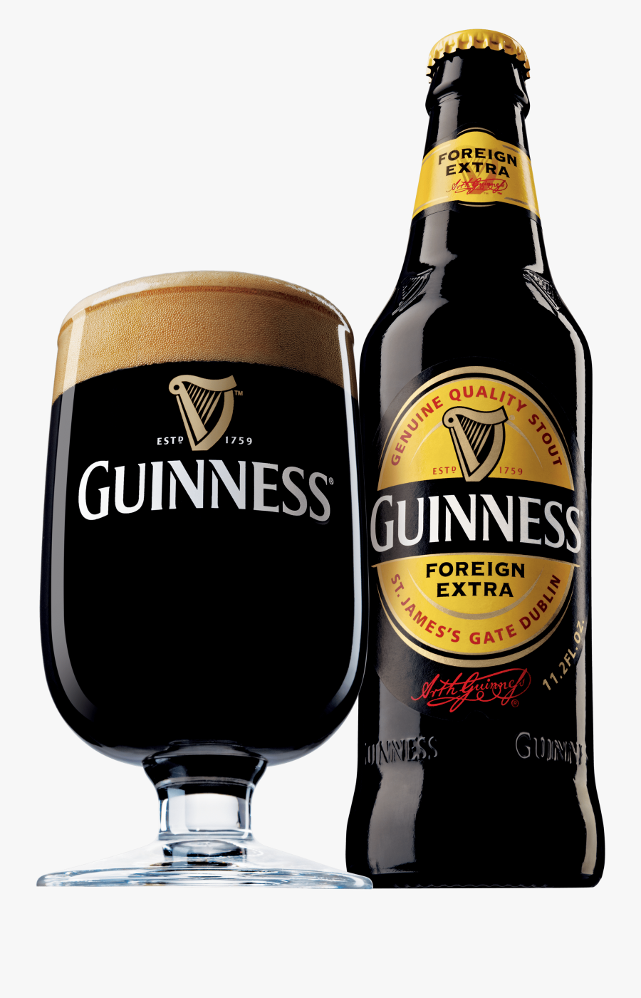 Guinness Foreign Extra Bottle And Glass Clip Arts - Guinness Stout, Transparent Clipart