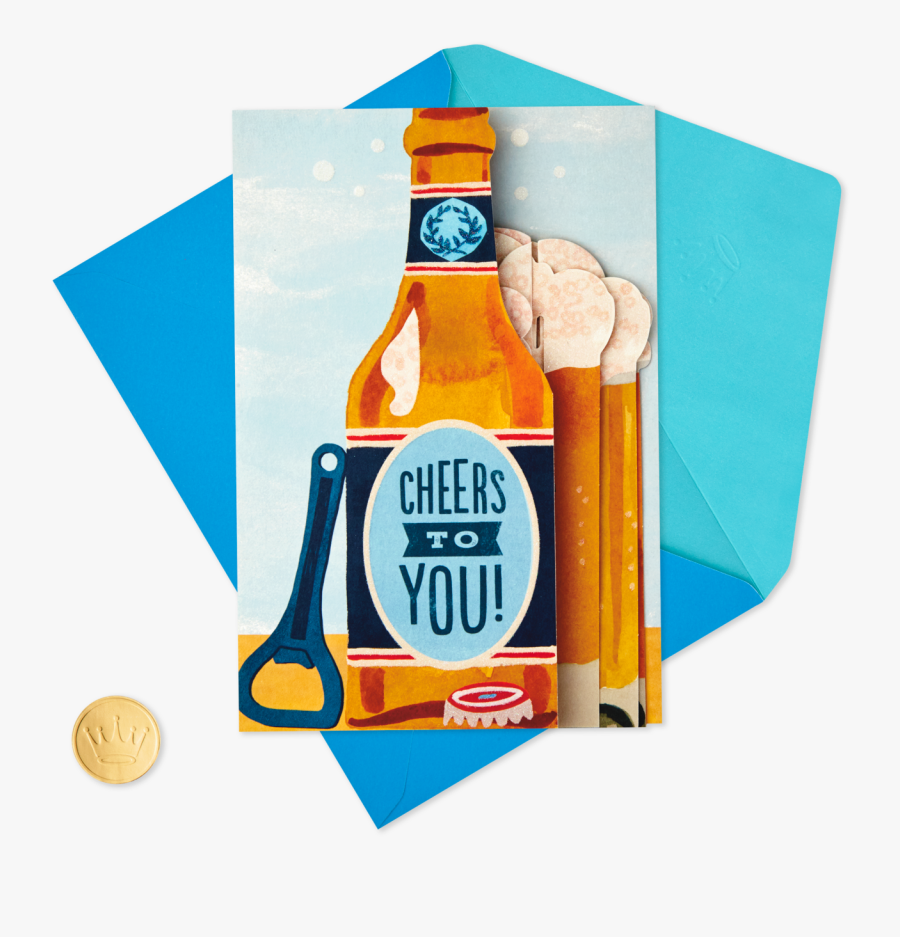 Cheers To You Beer Pop Up Birthday Card Clipart , Png - Beer Bottle, Transparent Clipart