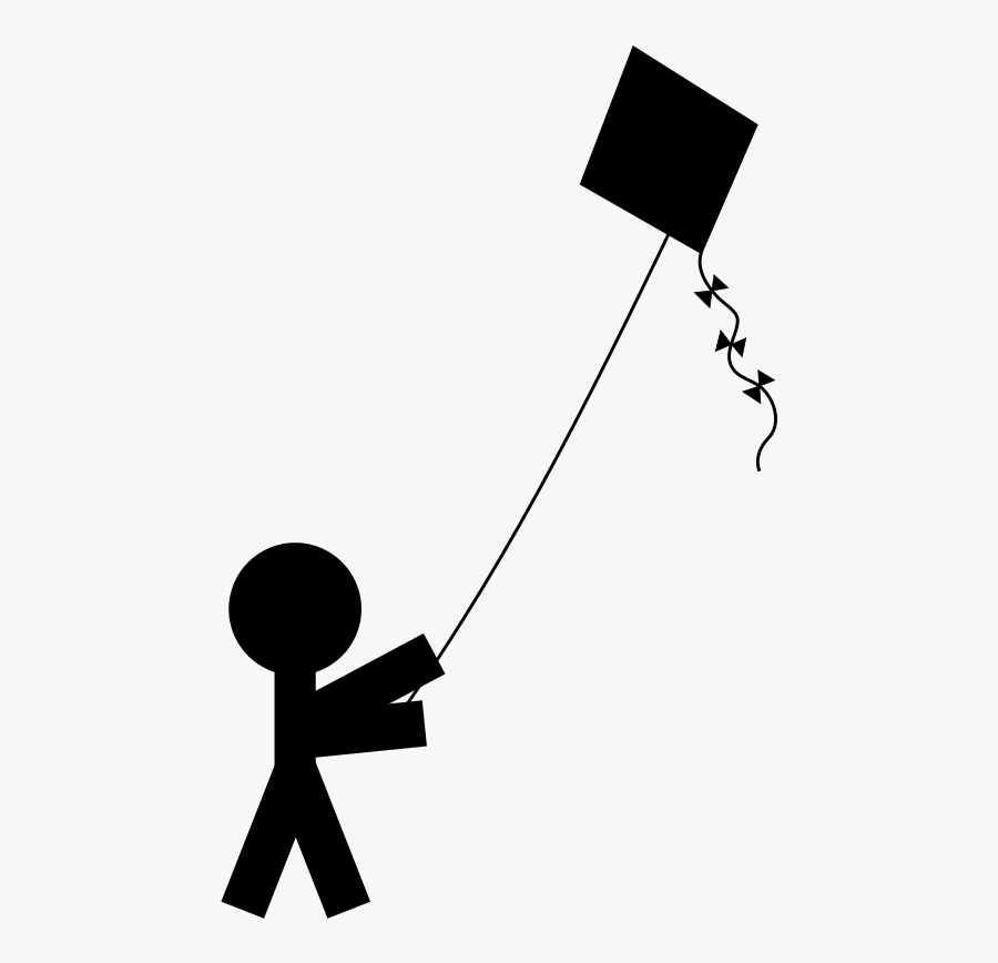 Child With A Kite Silhouette - Person Flying A Kite, Transparent Clipart