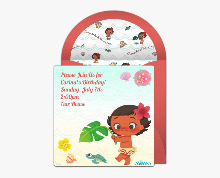 Moana Baby Invitation For Christening, Transparent Clipart