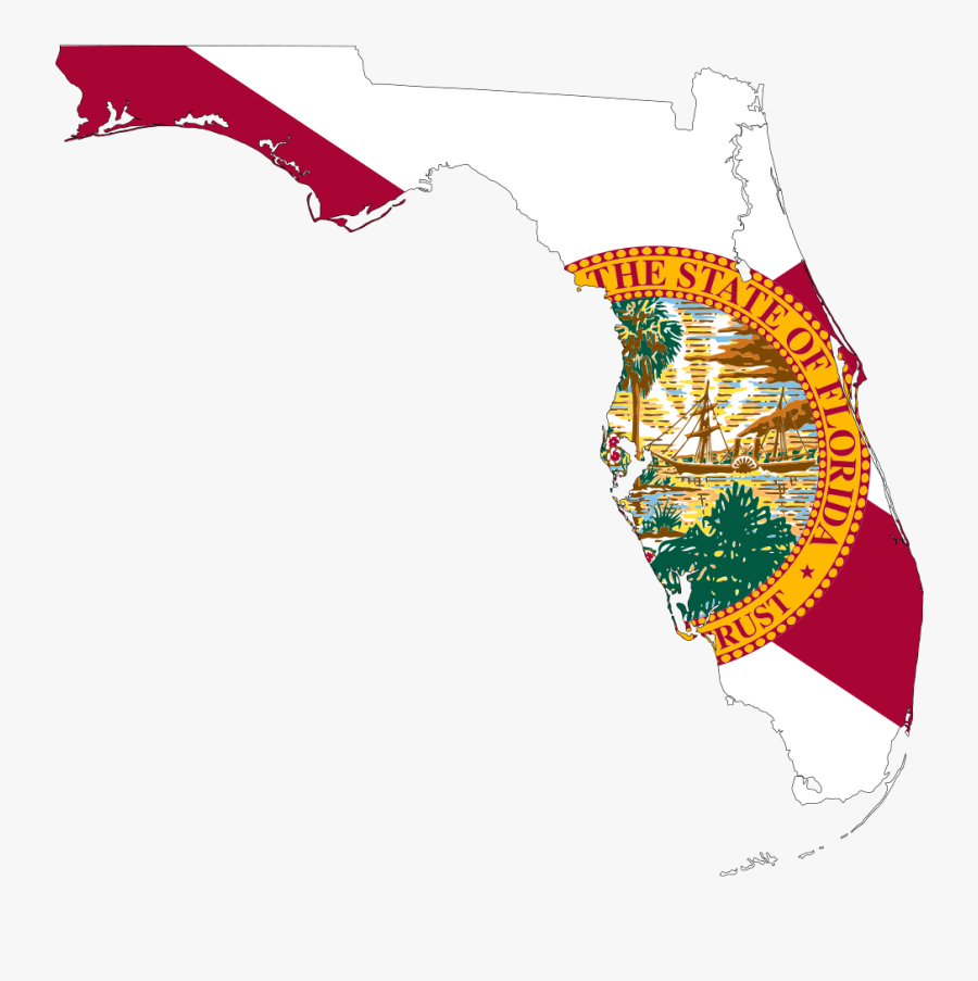 Florida Map Flag - Florida Flag Map, Transparent Clipart