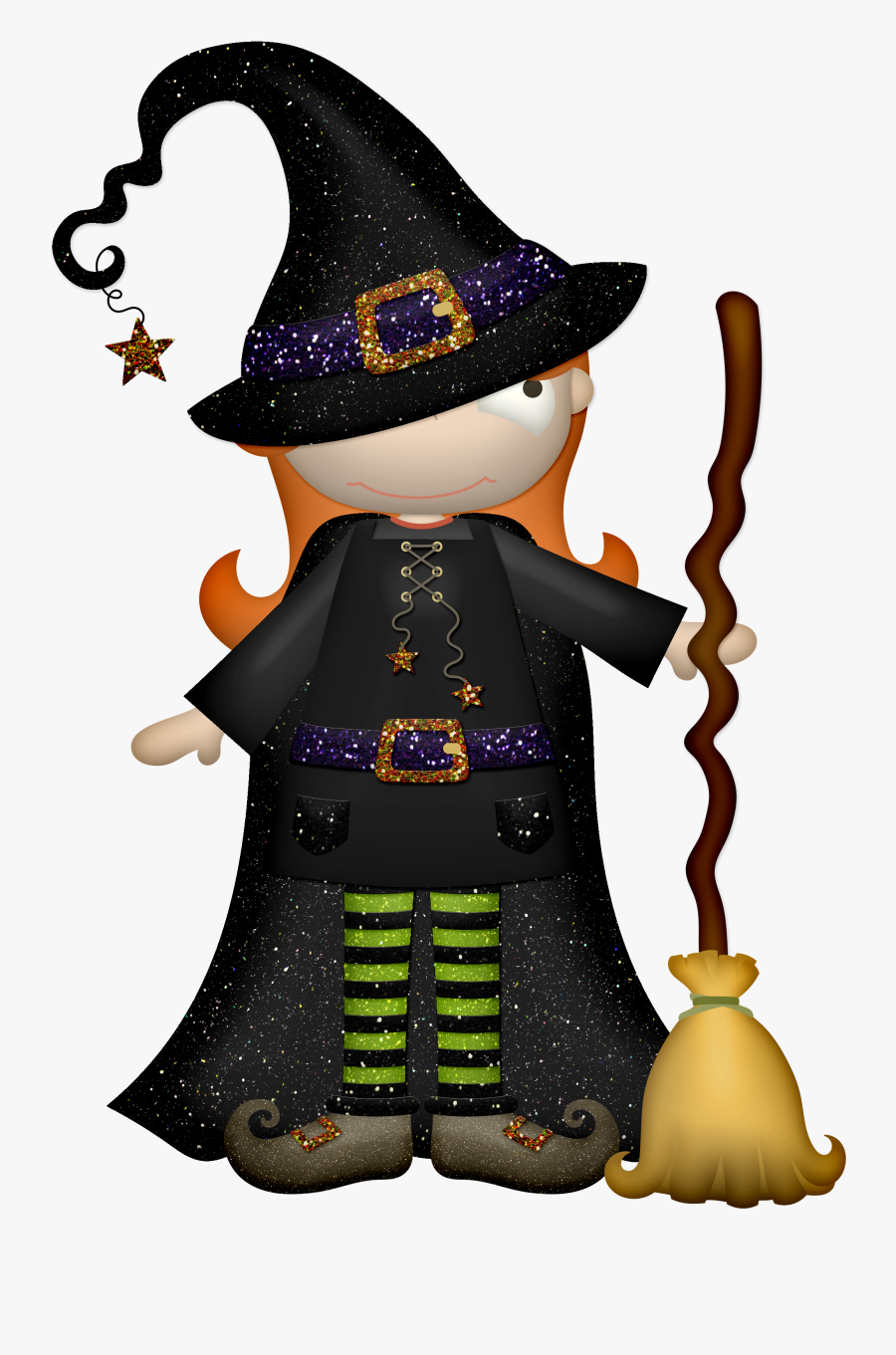 Glitter Witch Clip Art , Png Download - 巫師 卡通, Transparent Clipart