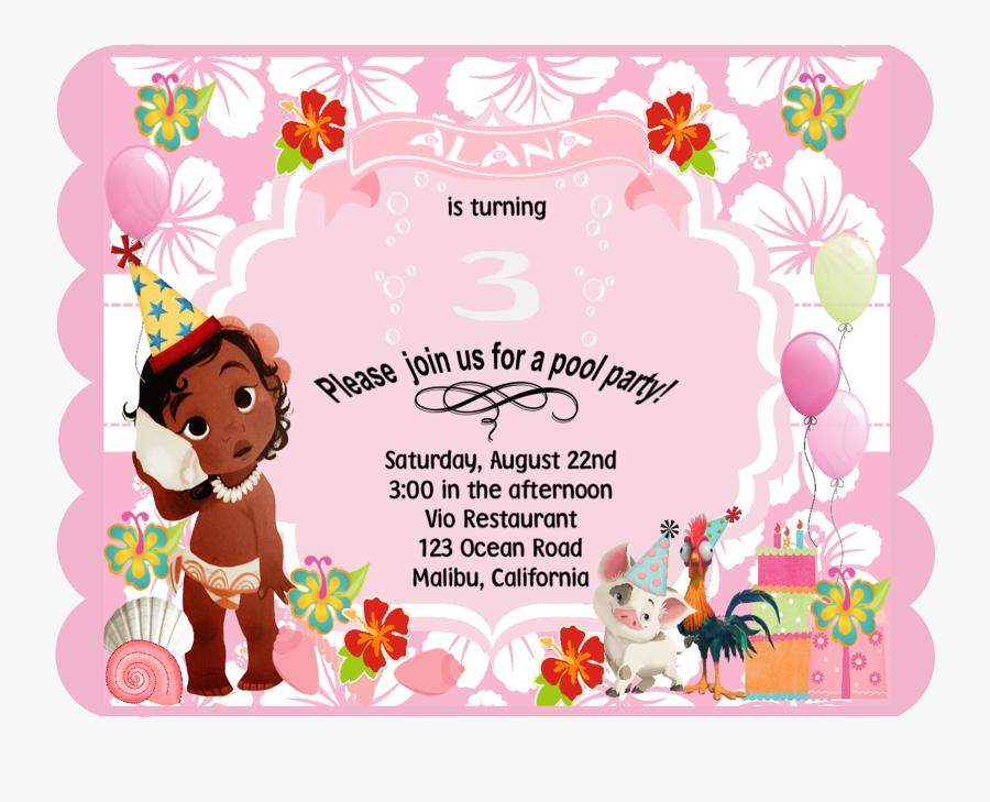 Moana Baby Shower Invitations, Transparent Clipart