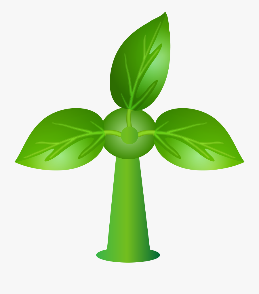 Green Leaves Wind Turbine Png Clip Art, Transparent Clipart