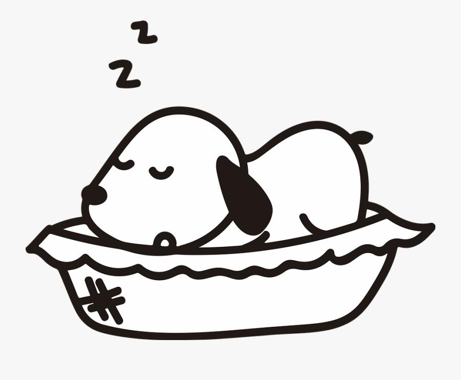 Dog, Pet, Puppy, Sleep, Sleeping, Cute, Adorable - Dog Cartoon Sleep Black And White, Transparent Clipart