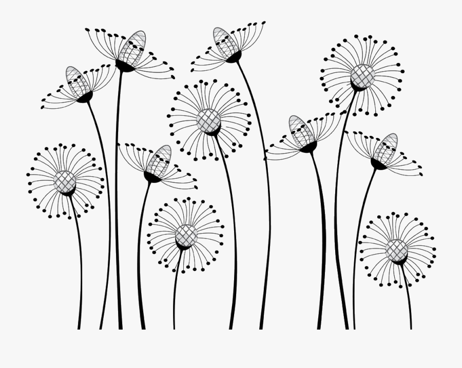Flower Cartoon Black And White Drawing Clip Art - Png Flowers Black And White, Transparent Clipart