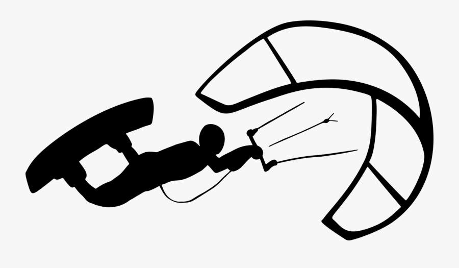 Wind Surfer Silhouette - Silhouette Kite Surfer, Transparent Clipart