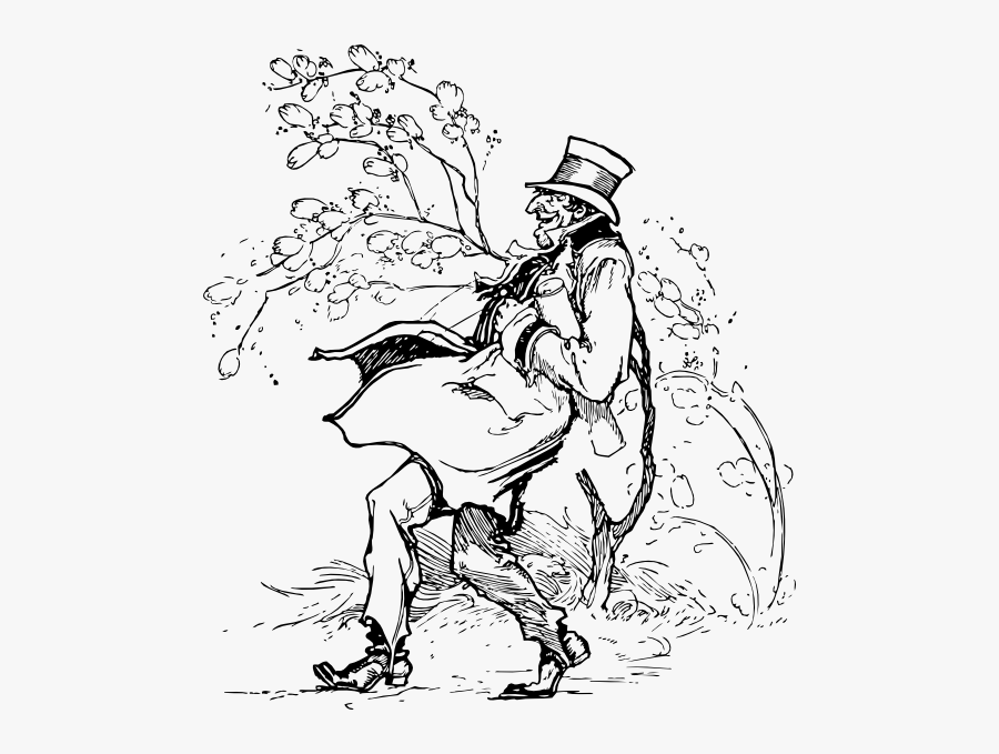 Free Vector Walking In The Wind Clip Art - Wind Clip Art, Transparent Clipart