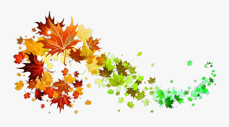 Leaves Colorgradient Fall Autumn Swirl Wind Pretty - Transparent Background Fall Leaves Png, Transparent Clipart