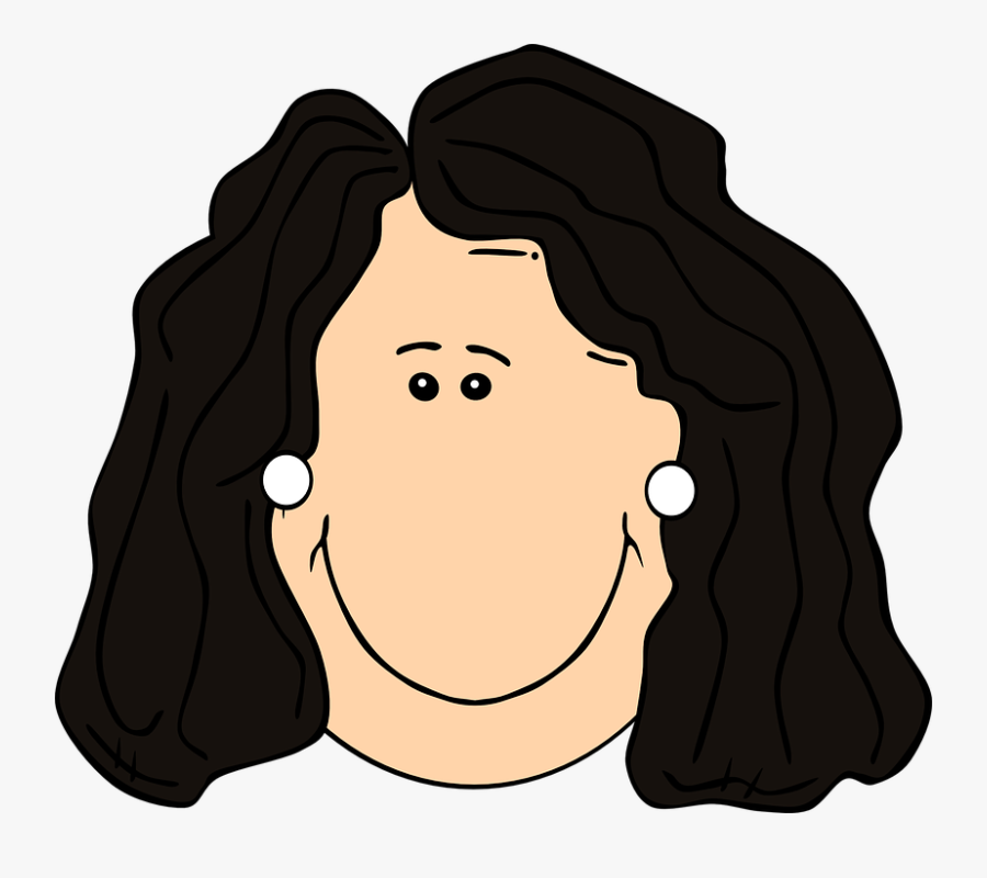 Transparent Hair Clip Art - Cartoon Lady Black Hair, Transparent Clipart