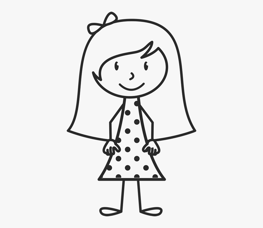 Transparent Girl Stick Figure Png - Polka Dot Dress Clipart Black And White, Transparent Clipart