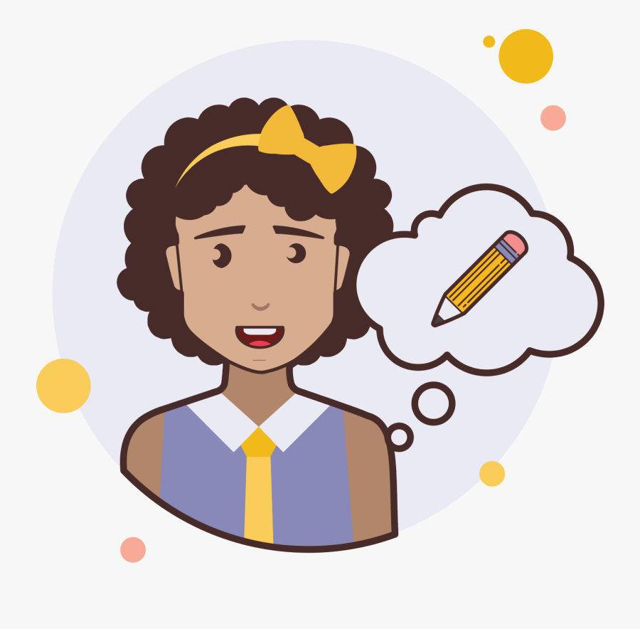 Short Curly Hair Lady Pencil Icon - Persona Con Signos De Interrogacion Png, Transparent Clipart