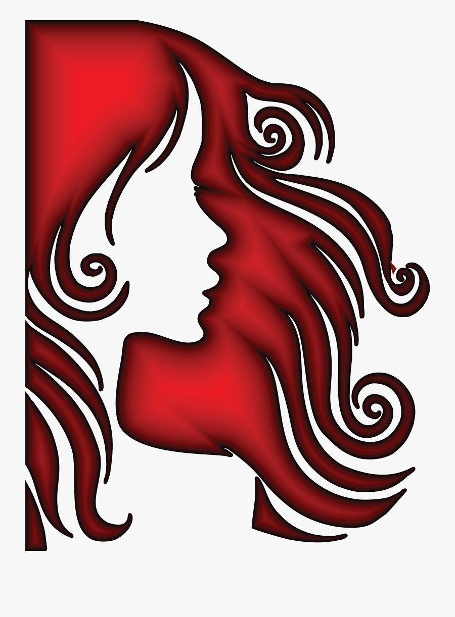 Free Clipart Of A Profiled Woman With Red Hair - Women Long Hair Silhouette Png, Transparent Clipart
