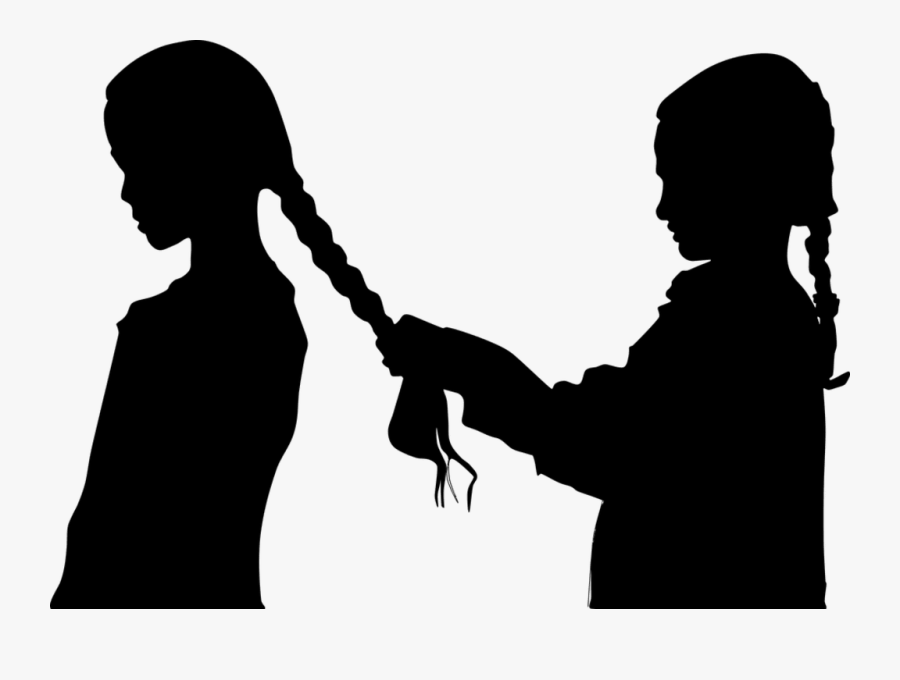 Girl Braiding Hair Silhouette - Hair Braiding Clip Art, Transparent Clipart