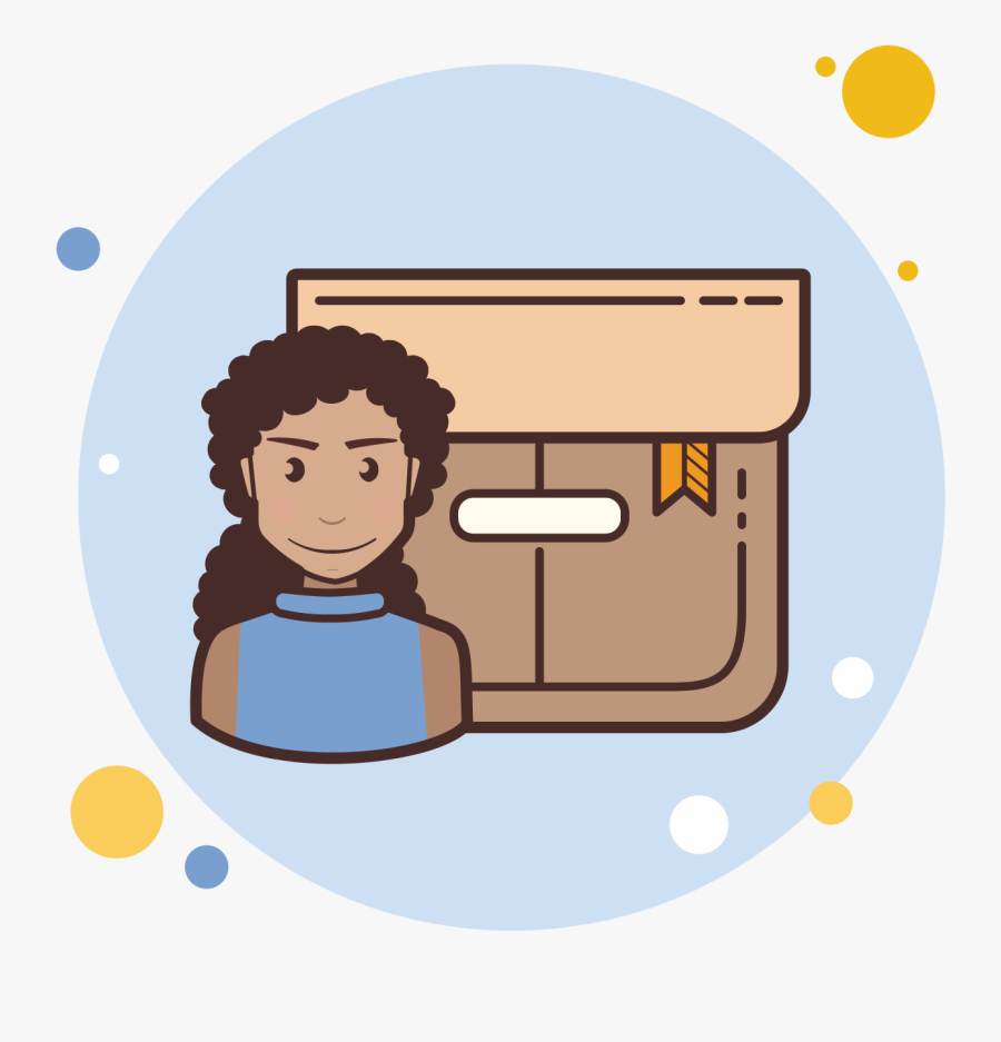 Long Curly Hair Girl Product Box Icon - Girl With Brown Curly Hair And Glasses, Transparent Clipart