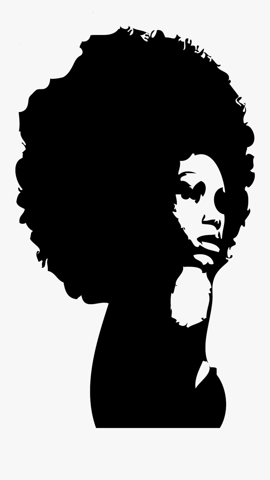 Afro Hair Clipart - Black Woman Face Silhouette, Transparent Clipart